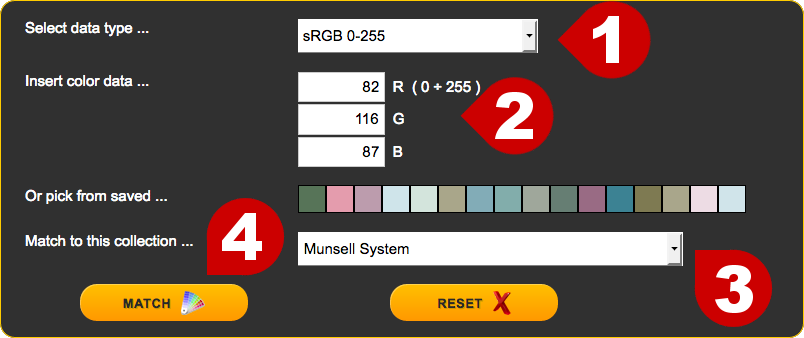 Match color data